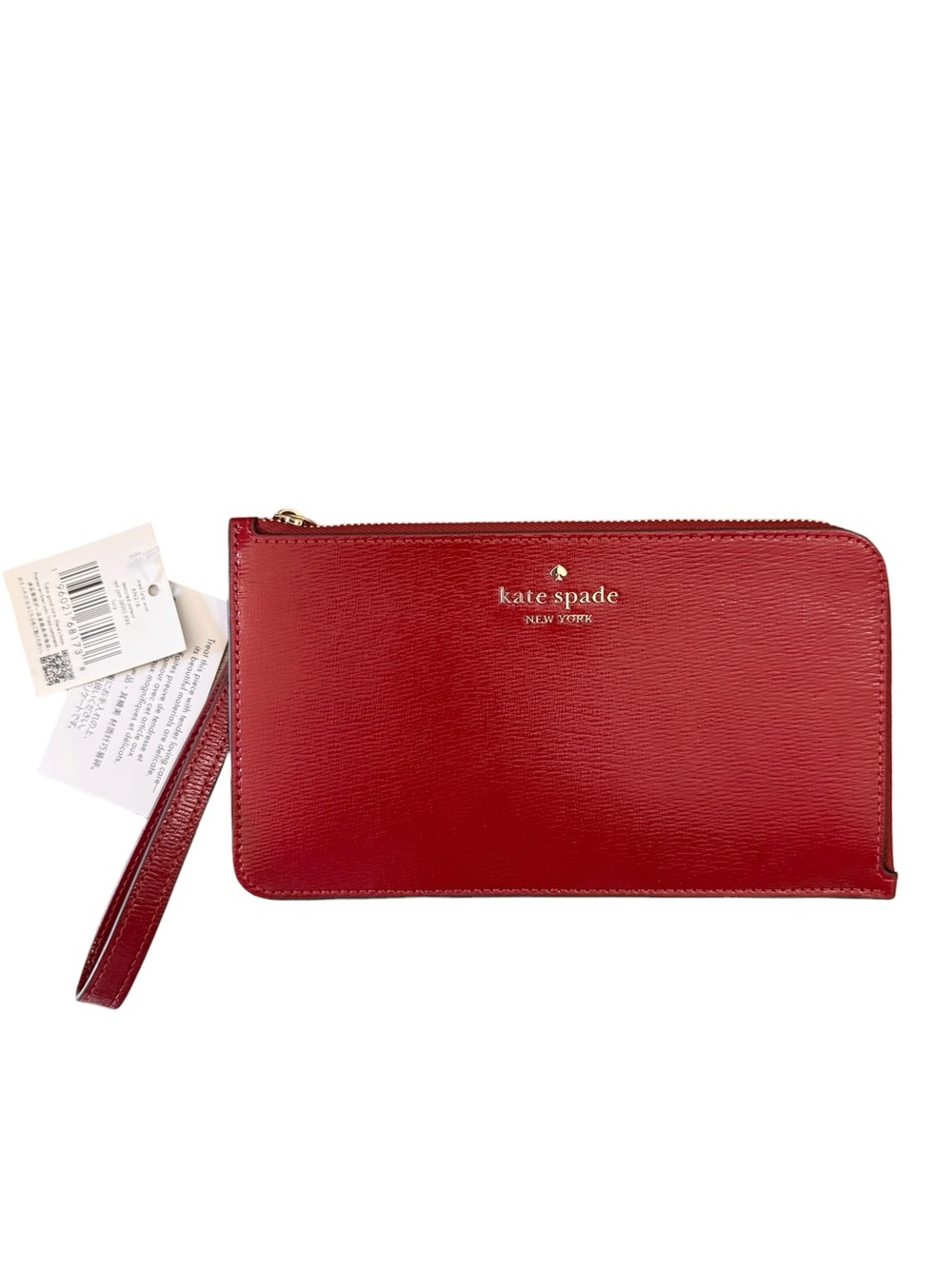 NWT Kate Spade Lucy Patent Medium L-Zip Wristlet in Ruby Red - Picture 2 of 3